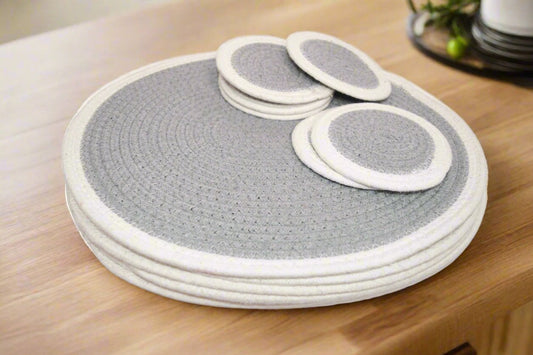 Grey White Cotton Rope Placemats