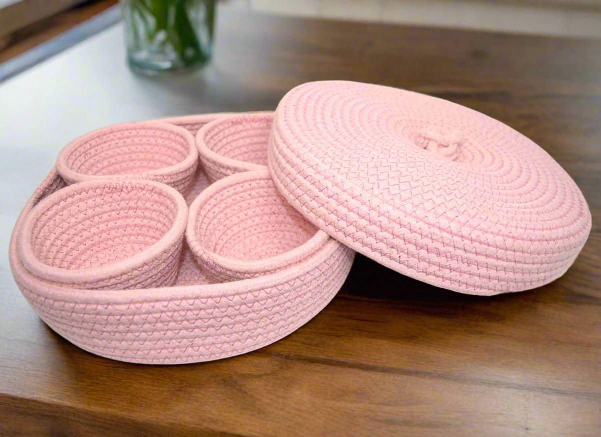 Soft Pink Cotton Rope Multipurpose Basket Set